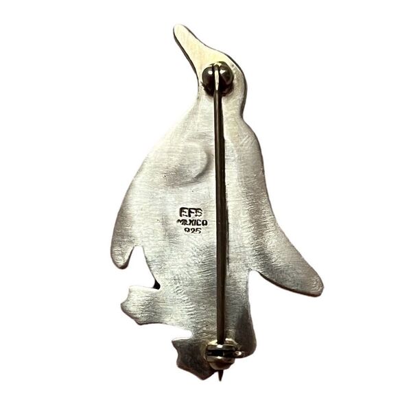 Sterling Silver Penguin Brooch Marked EFS Mexico 925 - Picture 2 of 3